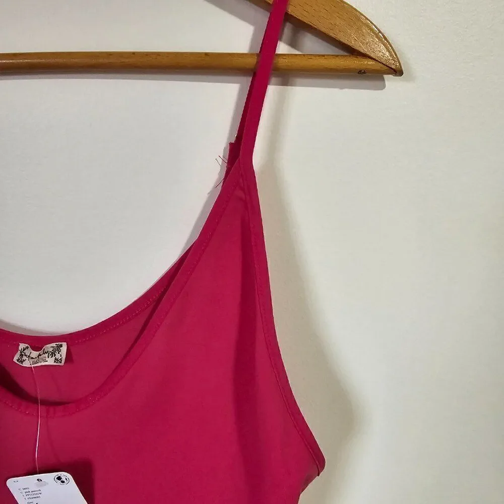 NWT FREE PEOPLE INTIMATELY HOT PINK BODYSUIT SIZE M